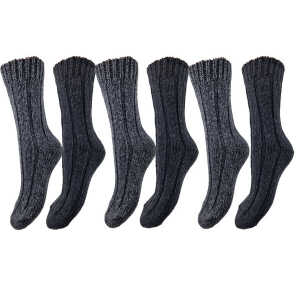 Bruno Barella Norweger Strick-Socken mit extra dicker Schafwolle im 6er Pack
