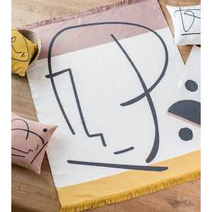 David Fussenegger Teppich Goliath “Gesicht” mit Fransen, aus Recycling-Baumwolle
