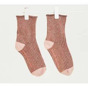 KnowledgeCotton Apparel Socken – HONEY Lurex Glitter Rib Socks – aus Bio Baumwolle & recyceltem Polyester