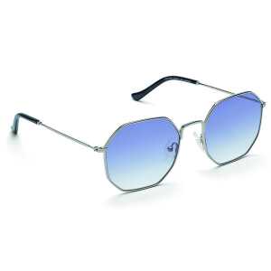 Take a Shot Achteck-Sonnenbrille Dorian Gray in Silber mit blauen Verlaufsgläsern