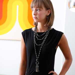 Worldfinds Kantha Noir long Necklace