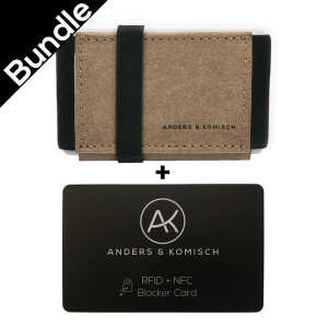 ANDERS & KOMISCH Kleiner Geldbeutel Braun mit RFID & NFC Schutz – A&K MINI Bundle Braun
