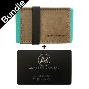 ANDERS & KOMISCH Kleiner Geldbeutel Braun mit RFID & NFC Schutz – A&K MINI Bundle Braun