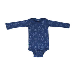 Kipepeo-Clothing Langarmbody Baby Body aus Bio-Baumwolle “Dansi” blau