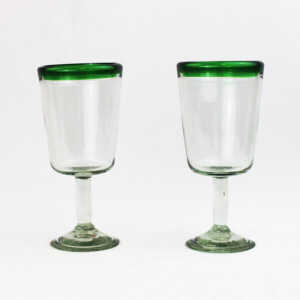 Mitienda Shop Cocktailgläser 2er Set grüner Rand, Mundgeblasene Gläser