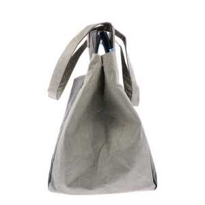 MoreThanHip Leichte Shopper-Tasche aus Tyvek© mit Reißverschluss Fiona – schwarz/grau