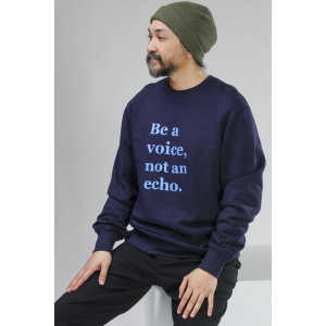 YogiLiebe Herren Sweatshirt “Be a voice, not an echo” Bio-Baumwolle Blau