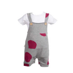 CORA happywear Baby Latzhose in Bio-Baumwolle “Mausi” | gepunktetes Muster
