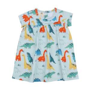 Walkiddy Baby Dinosaurs – Baumwolle (Bio) – Blau – Kurzarm Kleid