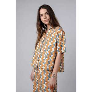 Brava Fabrics Big Tiles Cropped Bluse Ochre