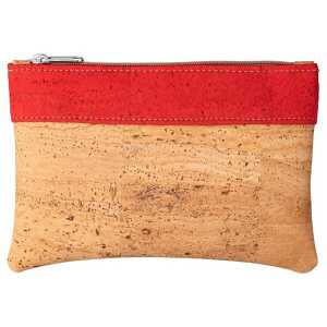 Kork-Deko Kleine Kork-Tasche / kleine Clutch / Etui / großes Portemonnaie, beige rot