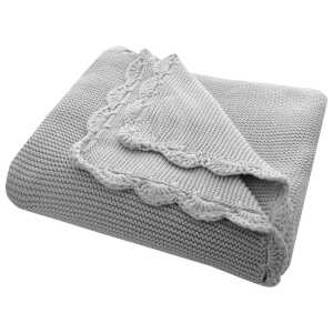 Babydecke Bio-Baumwolle mit Muschelkante, grey Maße 80 x 100 cm