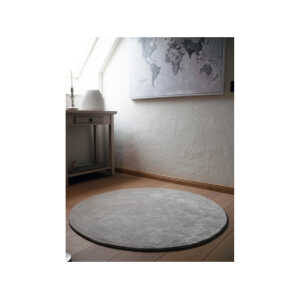 Teppich Bio-Baumwolle rund taupe Durchmesser 114 cm, Höhe 1,5 cm