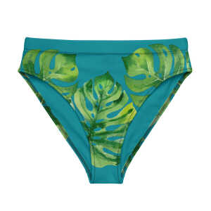 earlyfish recycelte Bikini Hose Monstera Petrol