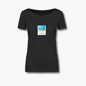 Beeyou. Clothes T-Shirt aus Bio-Baumwolle mit I love the beach-Design – Motiv: türkis