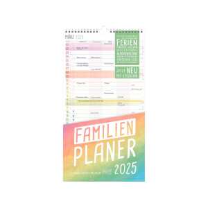 Häfft Familienplaner 2025, Wand-Kalender 5-spaltig, 12 Monate, Rainbow