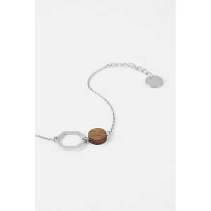 Kerbholz Armband mit zwei geometrischen Anhängern aus Holz und Edelstahl ‘TWIN BRACELET’ // hochwertiger Edelstahl //