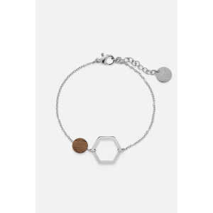 Kerbholz Armband mit zwei geometrischen Anhängern aus Holz und Edelstahl ‘TWIN BRACELET’ // hochwertiger Edelstahl //