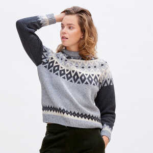 LIVING CRAFTS – Damen Pullover – Gemustert (65% Bio-Baumwolle; 35% Bio-Wolle), Nachhaltige Mode, Bio Bekleidung