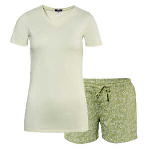 LIVING CRAFTS – Damen Shorty-Pyjama, Set – Grün (100% Bio-Baumwolle), Nachhaltige Mode, Bio Bekleidung