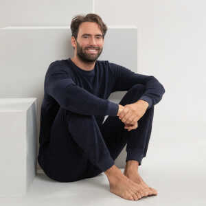 LIVING CRAFTS – Herren Frottee-Schlafanzug – Blau (100% Bio-Baumwolle), Nachhaltige Mode, Bio Bekleidung