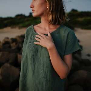 NORDLICHT Damen Musselin T-Shirt Bluse aus 100% Bio-Baumwolle IDA