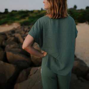 NORDLICHT Damen Musselin T-Shirt Bluse aus 100% Bio-Baumwolle IDA