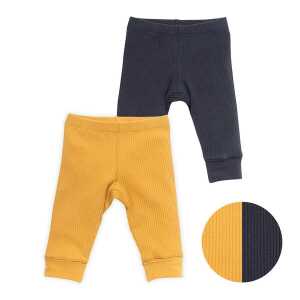 People Wear Organic Leggings, 2er Pack, uni gelb und dunkelblau, Bio-Baumwolle