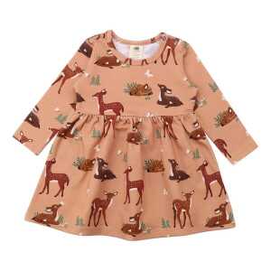 Walkiddy Baby Deers – Baumwolle (Bio) – Rosa – Langarm Kleid