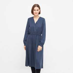 WiDDA berlin langärmeliges Kleid VARBO in Rauchblau aus TENCEL®