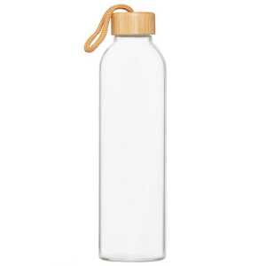 elasto Glasflasche 1 Liter Bamboo Trinkflasche Borosilikatglas mit Neoprentasche