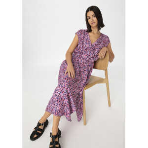 hessnatur Damen Kleid Midi Regular aus LENZING™ ECOVERO™ Viskose – lila – Größe 36