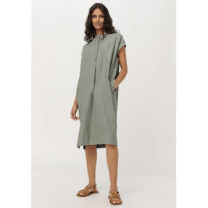hessnatur Damen Kleid aus Bio-Baumwolle mit Leinen – grün – Größe 36