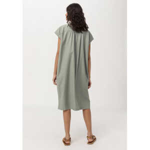 hessnatur Damen Kleid aus Bio-Baumwolle mit Leinen – grün – Größe 36