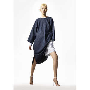 hessnatur Damen WUNDERKIND X HESSNATUR Oversize Denim-Kleid mit Kapok – blau – Größe S