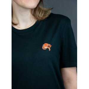 sticknic T-Shirt mit Rotem Panda Motiv gestickt – Minimalistische Stickerei – Auch als Geschenk