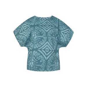 Global Mamas Bio Bluse – CREW – Adobe/Morse Code/Radiance Teal