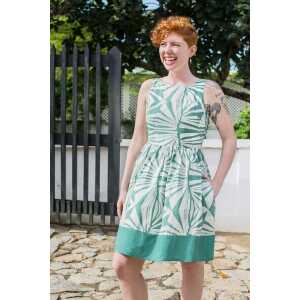 Global Mamas Bio Kleid – PARTY DRESS – Rays Sage Olive & Tropics Tangerine Orange