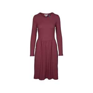 ORGANICATION Bio-Damen-Langarm-Kleid mit Rundhalsausschnitt, knielang, syrah red, Gr. S