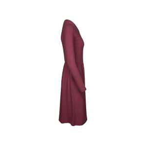 ORGANICATION Bio-Damen-Langarm-Kleid mit Rundhalsausschnitt, knielang, syrah red, Gr. S