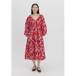 hessnatur Damen Kleid Midi Oversize aus Bio-Baumwolle – rot – Größe L