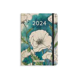 matabooks® Nachhaltiger A5 Kalender Samaya 2024 Farbe: Poppy White (DE/EN)