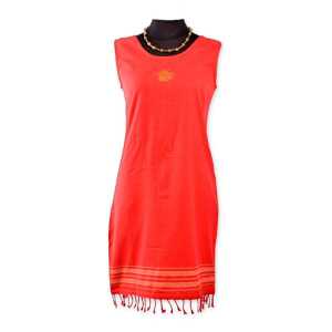 Africulture Kikoy Sommerkleid kurz, Strandkleid “Jua” mit Sonnen Stickmuster, made in Kenia