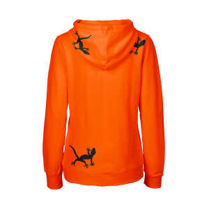 HANDGEDRUCKT “Geckos” Frauen Zip-HOODY aus reiner Biobaumwolle (kbA)