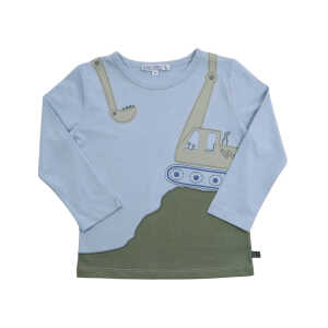 Kinder Langarmshirt mit Baggerapplikation Bio-Baumwolle light blue Gr. 86/92