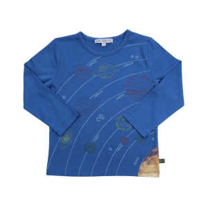 Kinder Langarmshirt mit Planetendruck Bio-Baumwolle ultramarine Gr. 86/92