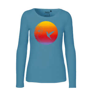 HANDGEDRUCKT “Kolibri” Frauen Longsleeve aus reiner Biobaumwolle (kbA)