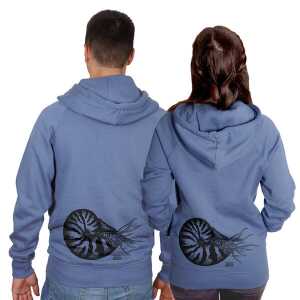 HANDGEDRUCKT “Nautilus ” Unisex Zip Hoody reine Bio Baumwolle (kbA)