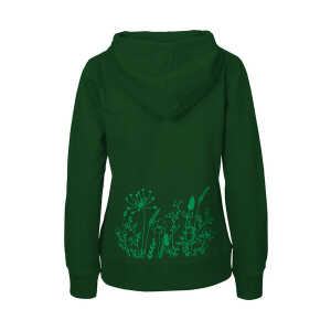 HANDGEDRUCKT “Wilde Wiese” Frauen Zip-HOODY aus reiner Biobaumwolle (kbA)