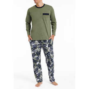 Haasis Bodywear Herren Pyjama lang Alloverprint, Bio Baumwolle, GOTS zertifiziert